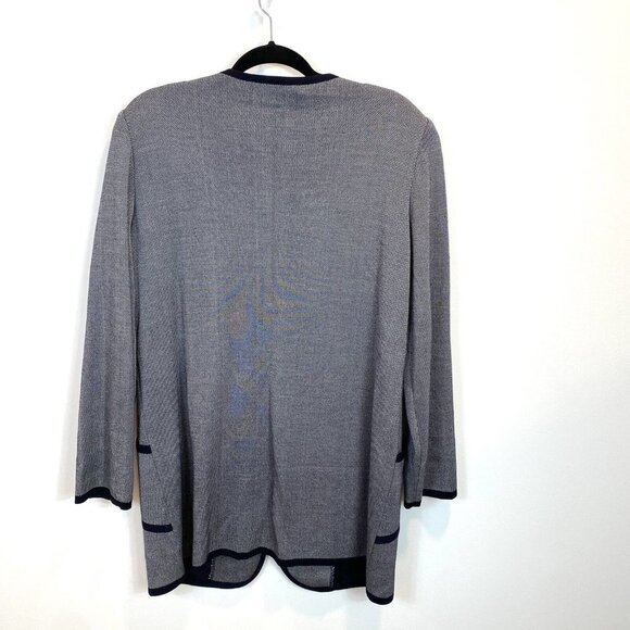 Womens MISOOK XL Navy Blue Structured Knit Cardigan Sweater Front Clasp Closure - Picture 9 of 9